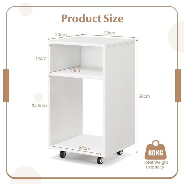 Mobil filskab, 33×30×58 cm, hvid