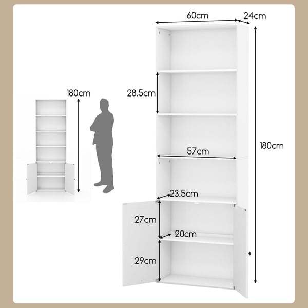 Bogreol, 60x24x180 cm, Hvid