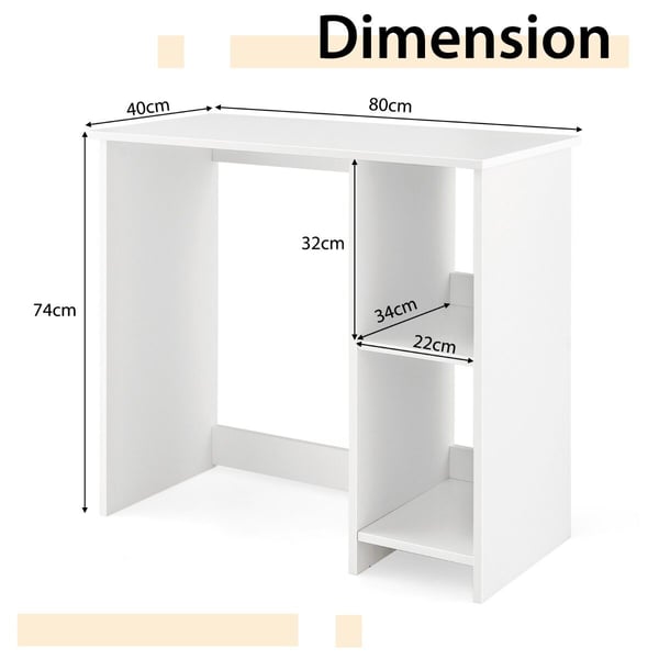 Hjemmearbejdsplads Skrivebord, 80x40x74 cm, Hvid