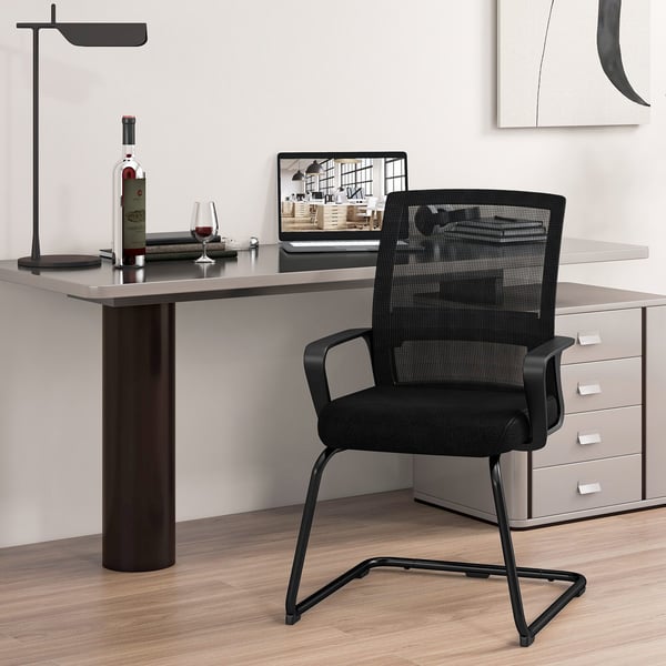 Kontorstol til gæster, 24,5x23,5x37", Sort