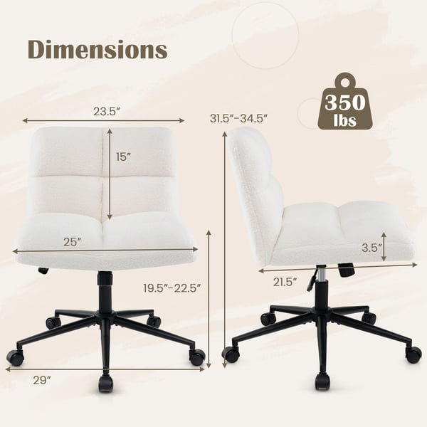 Toimistotuoli, 73,7x68,6x80-87,6 cm, Beige - Materiaali: metalli, sieni, lampaantalja, polyfibre