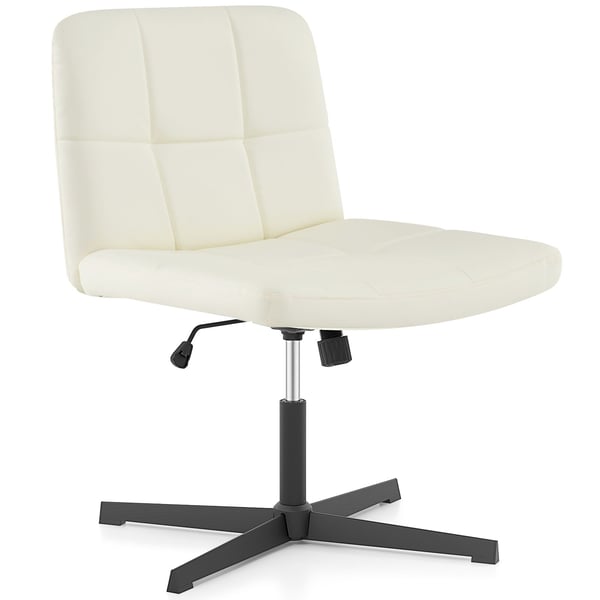 Toimisto tuoli, PU-nahkaverhoiltu ristijalka, 69.9x69.9x76.2-88.9 cm, beige