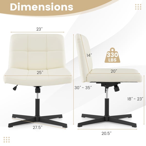 Toimisto tuoli, PU-nahkaverhoiltu ristijalka, 69.9x69.9x76.2-88.9 cm, beige