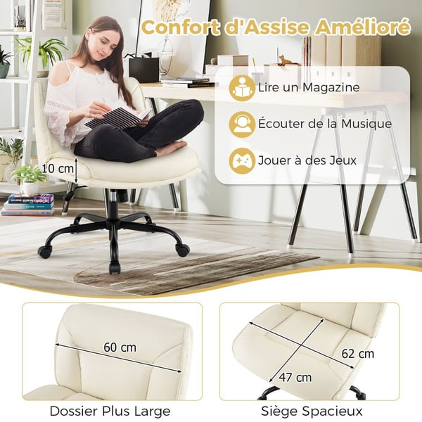 Skrivebordsstol, 72x72x82-90 cm, Beige