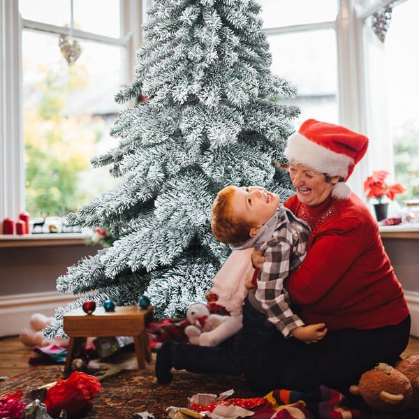 Kunstig juletræ, 183 cm, Grøn og Hvid