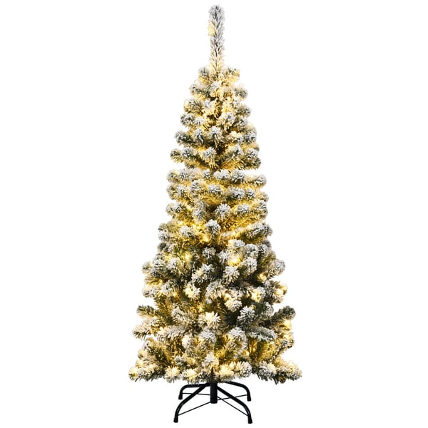 Joulukuusi LED-valoilla, 135 cm, huurretunut