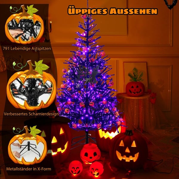 Kunstig Halloween-træ, 183x98 cm, Sort
