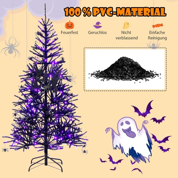 Kunstig Halloween-træ, 183x98 cm, Sort