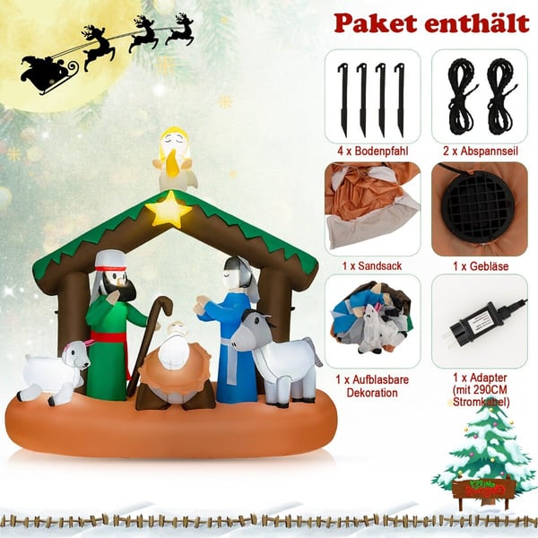 Oppustelig juledekoration, 172x76x180 cm, Multifarvet