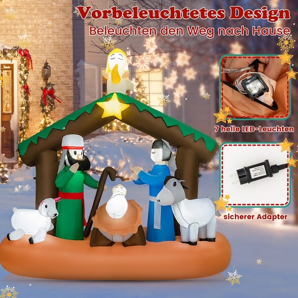 Oppustelig juledekoration, 172x76x180 cm, Multifarvet