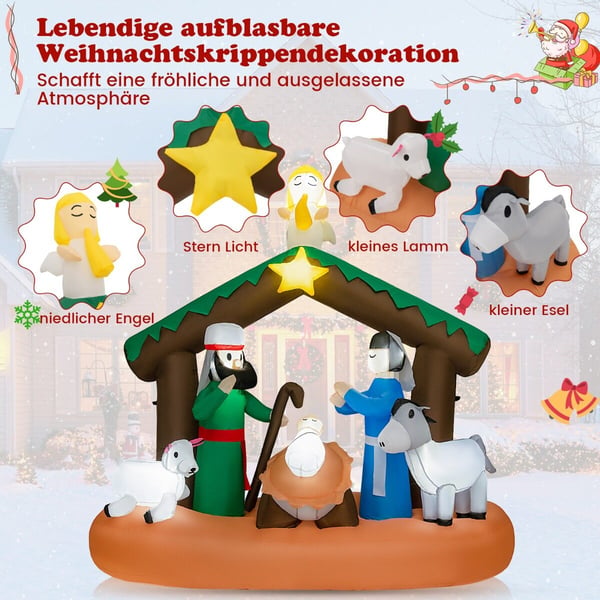 Oppustelig juledekoration, 172x76x180 cm, Multifarvet