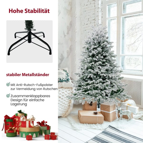 Kunstig juletræ, 180x120 cm, Grøn & Hvid