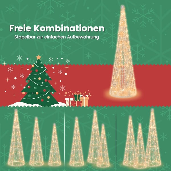Juletræsdekoration, 24x81 cm, 20x72 cm, 18x62 cm