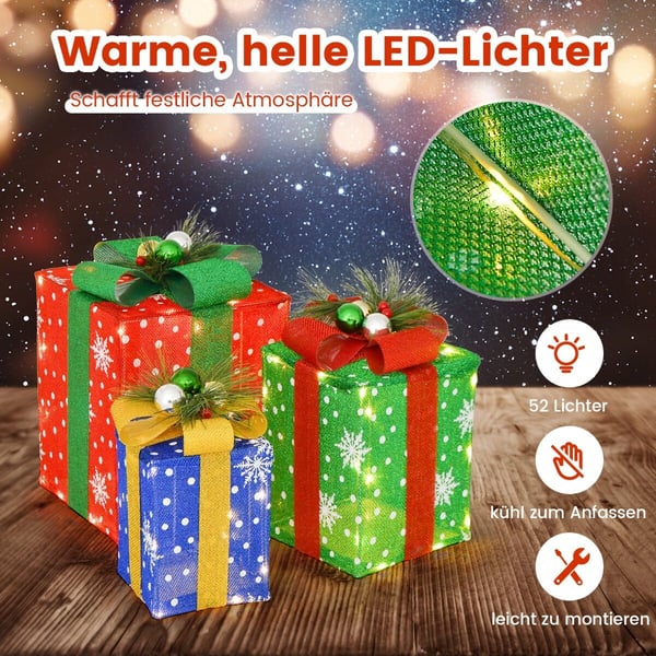 LED-lahjarasiat, 25.5x25.5x30.5 cm, monivärinen