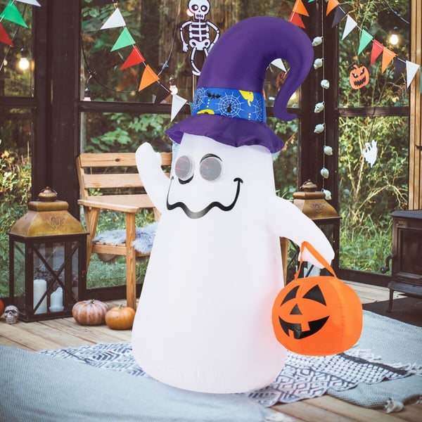 Oppustelig Halloween-dekoration, 130x73x180 cm, Hvid