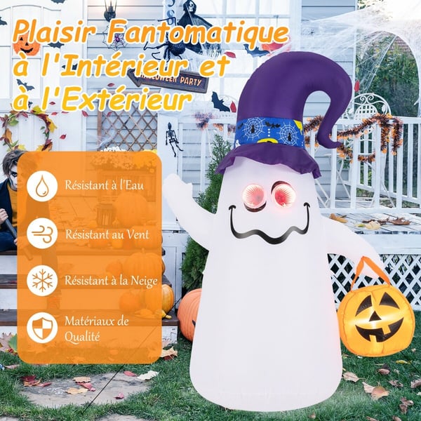 Oppustelig Halloween-dekoration, 130x73x180 cm, Hvid