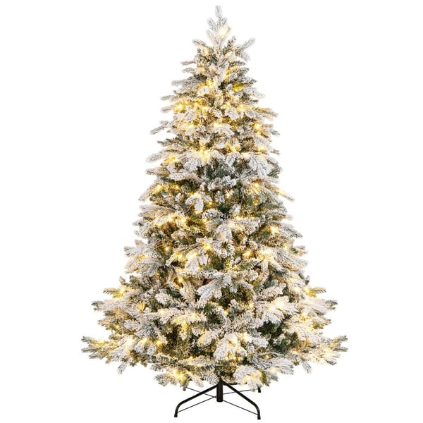 Kunstig juletræ, 180x108x50 cm, hvid og grøn