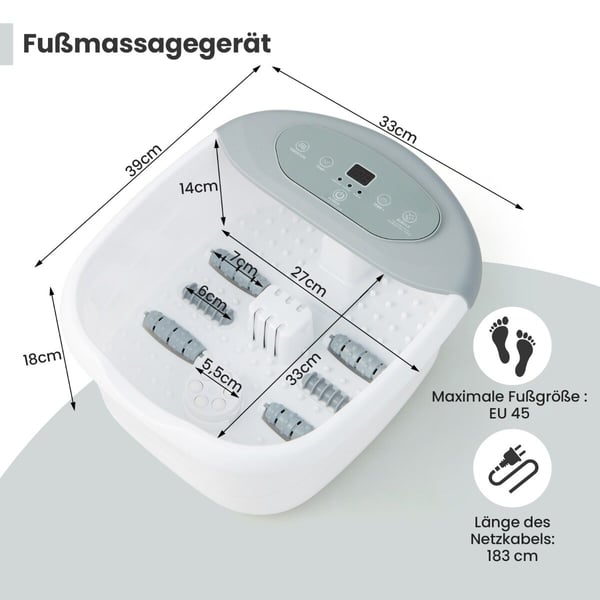 Fodmassageapparat, 33x39x18 cm, Grå