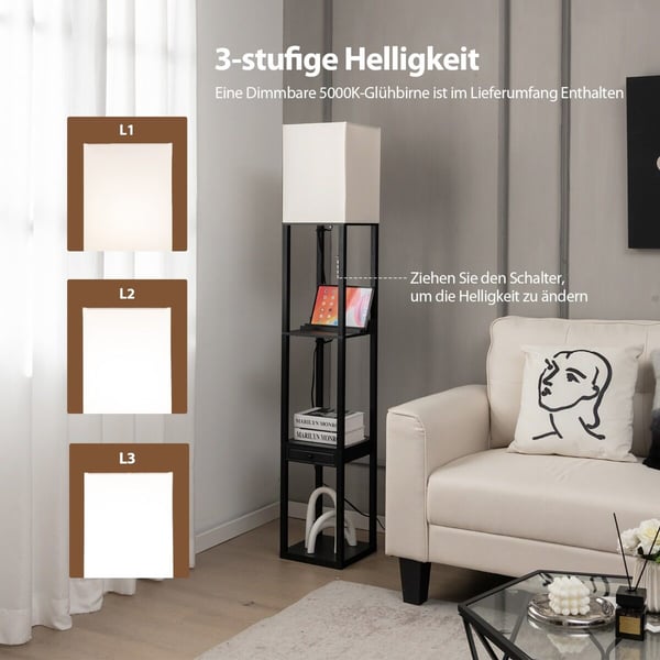 Gulvlampe, 26x26x159,5 cm, Sort Beige