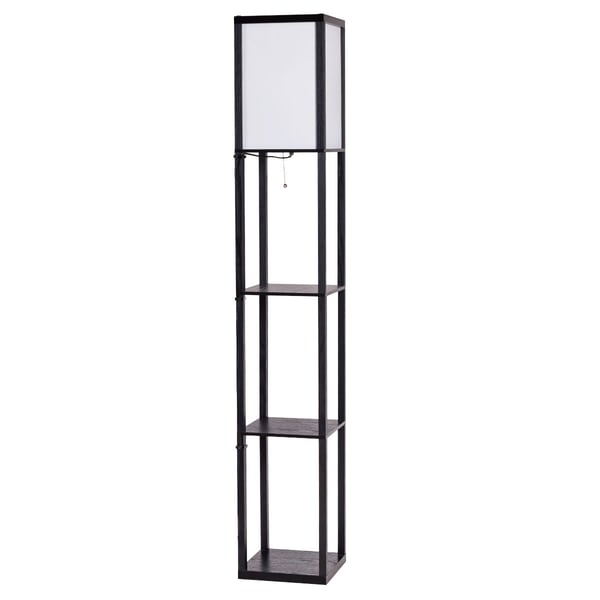 Bogreol med lampe, 26x26x160 cm, Sort og Hvid