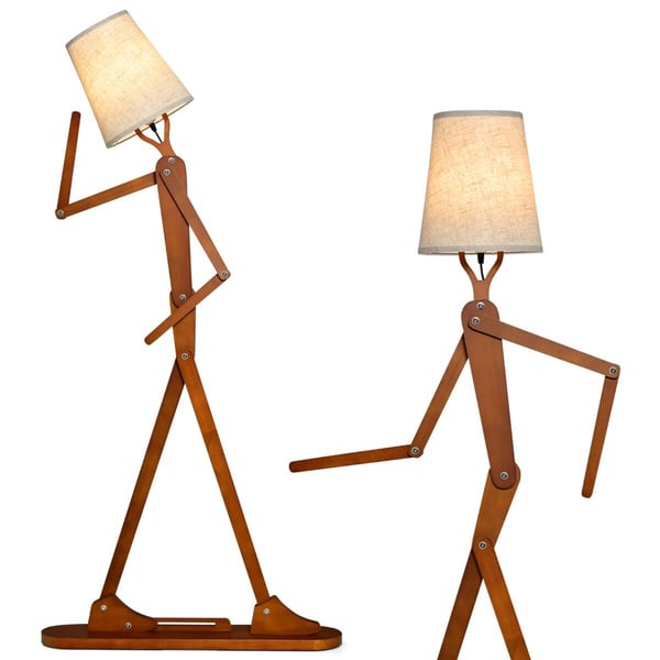 Lattiavalaisin, 160 cm, Luonnonväri - Materiaali: kumipuu + slub-kanvassi-kangas