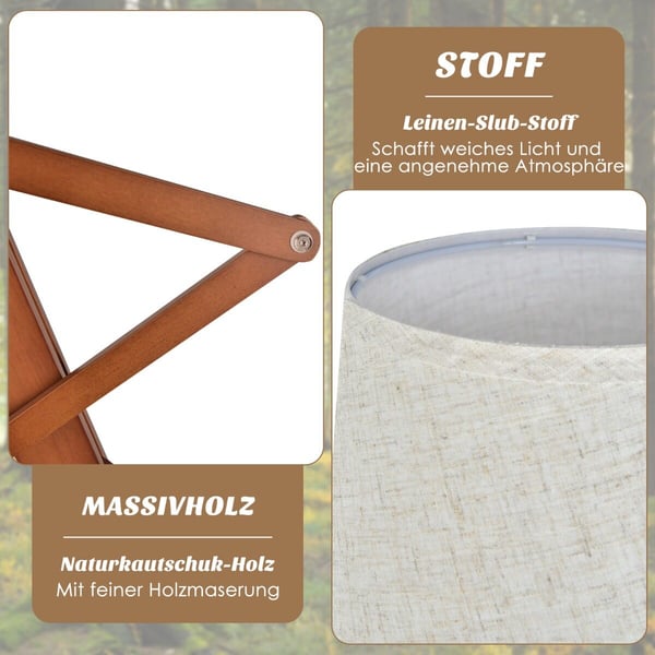 Lattiavalaisin, 160 cm, Luonnonväri - Materiaali: kumipuu + slub-kanvassi-kangas