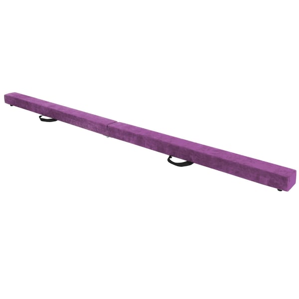 Tasapainopalkki, 7 jalan taitettava kannettava lattiatasapainopalkki kahvoilla voimistelijoille, 210×10×6 cm, violetti