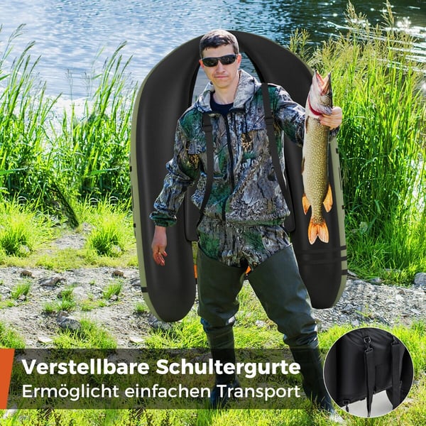 Oppustelig fiskebåd, 135x109x54 cm, camouflage