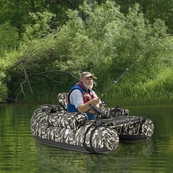 Oppustelig gummibåd, 146x109x44 cm, camouflage