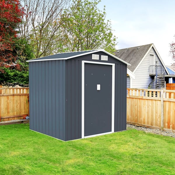 Udendørs haveopbevaringsskur, 7,0' x 4,2' x 6,1', Grå