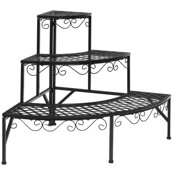 Metal Hjørne Plant Display Stativ, 24x24x24 cm, Sort