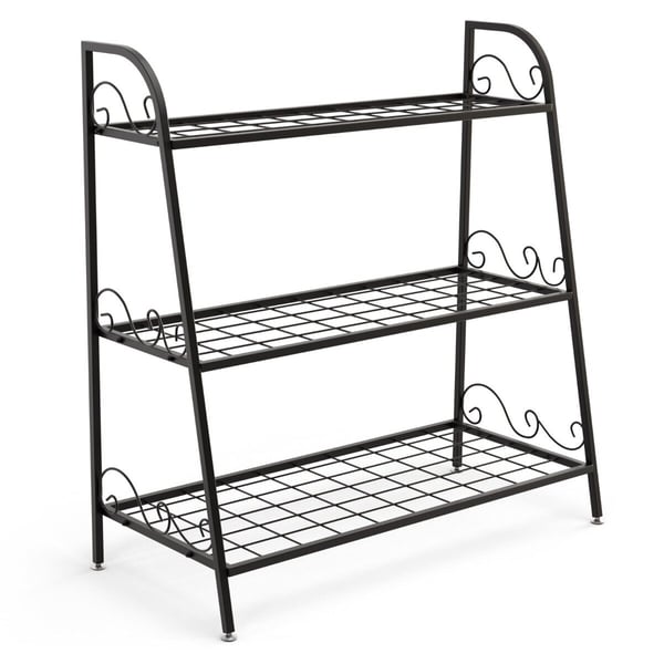 Metal Plante Stativ, 81x35x82 cm, Sort