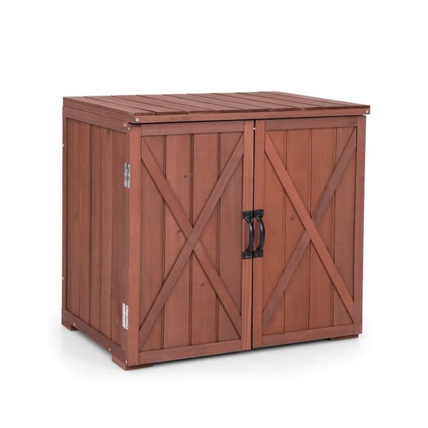 Udendørs træ opbevaringsskab, 77×56×72 cm, Brun