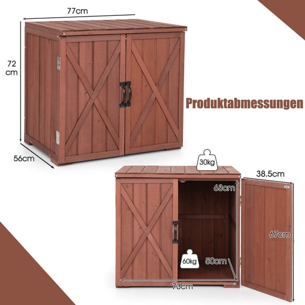 Udendørs træ opbevaringsskab, 77×56×72 cm, Brun