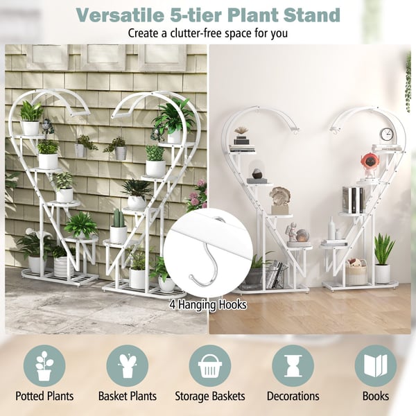 Metal Plante Stativ, 69×30×147 cm, Hvid