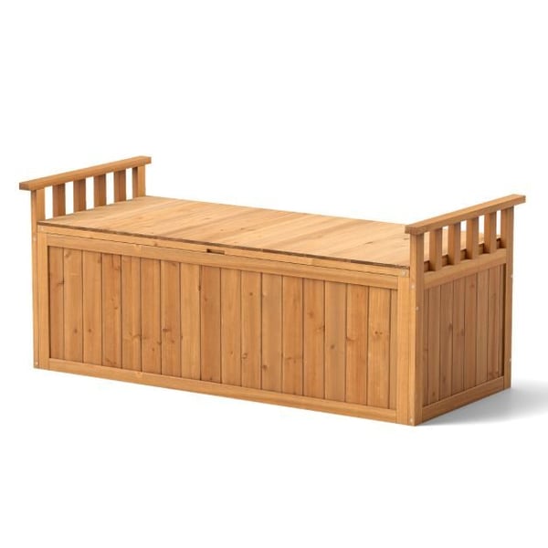 Ulkoilma Puinen Säilytyspenkki, 128x58x53 cm, Luonnonväri