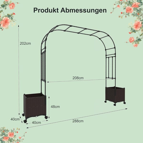 Havebue Espalier, 202x40x288 cm, Sort og Brun