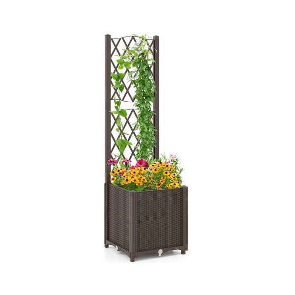 Planter med Espalier, 40x40x140 cm, Kaffe