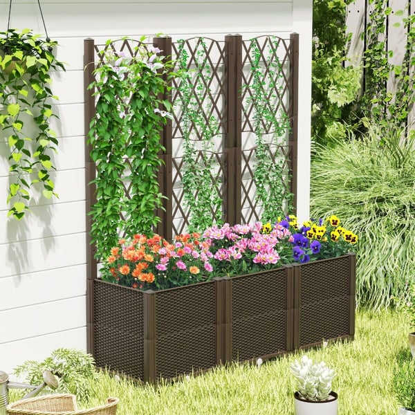 Planter med Espalier, 40x40x140 cm, Kaffe