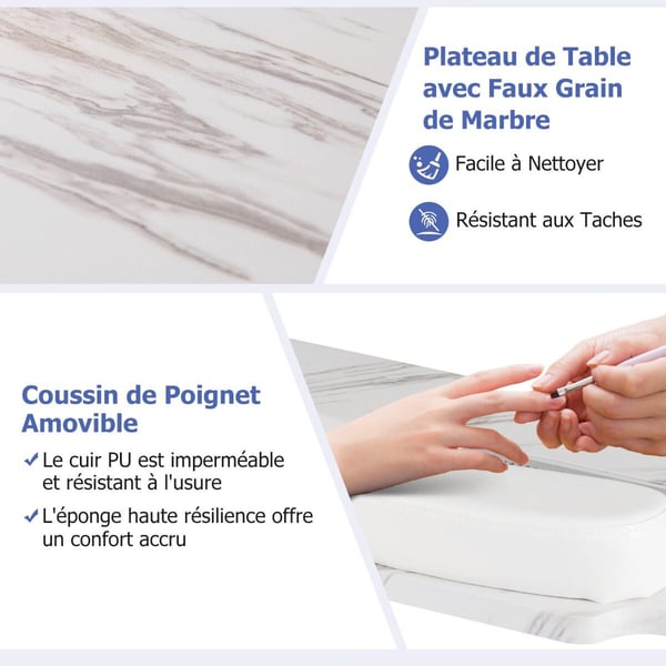 Manicurebord, 90x40x77 cm, Hvid