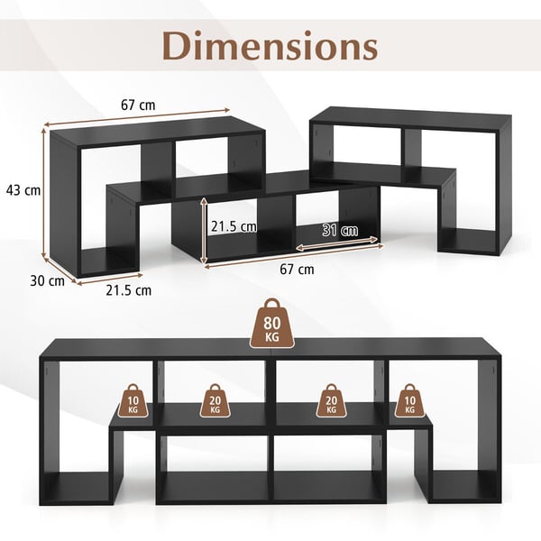TV bord, 67×30×43 cm, Sort