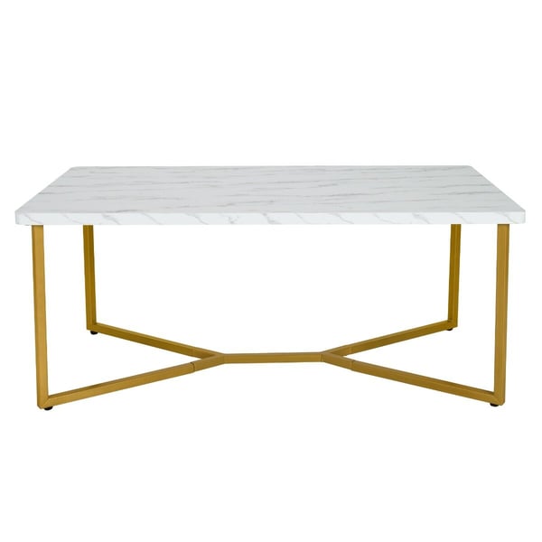 Kaffebord, 107x61x46 cm, Hvid+Guld