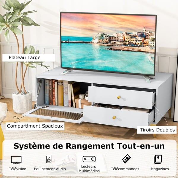 TV Bord, 120x62x46 cm, Lysegrå