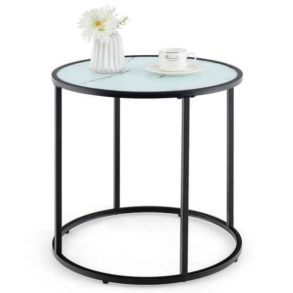 Sidebord, 51×51×51 cm, Sort og Hvid Sidebord, 51×51×51 cm, Sort og Hvid