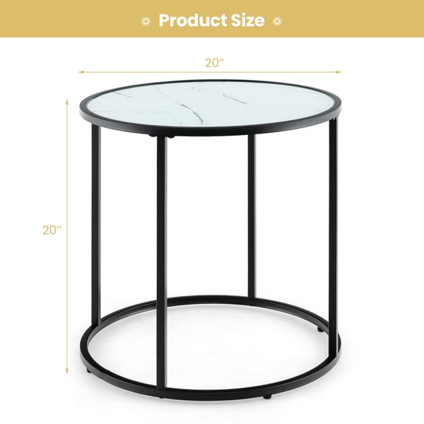 Sidebord, 51×51×51 cm, Sort og Hvid