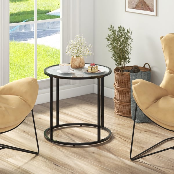 Sidebord, 51×51×51 cm, Sort og Hvid