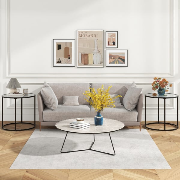 Sidebord, 51×51×51 cm, Sort og Hvid