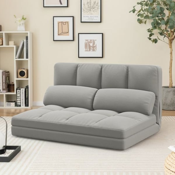 Foldbar gulvsofa seng, 72x102x54 cm, lysegrå