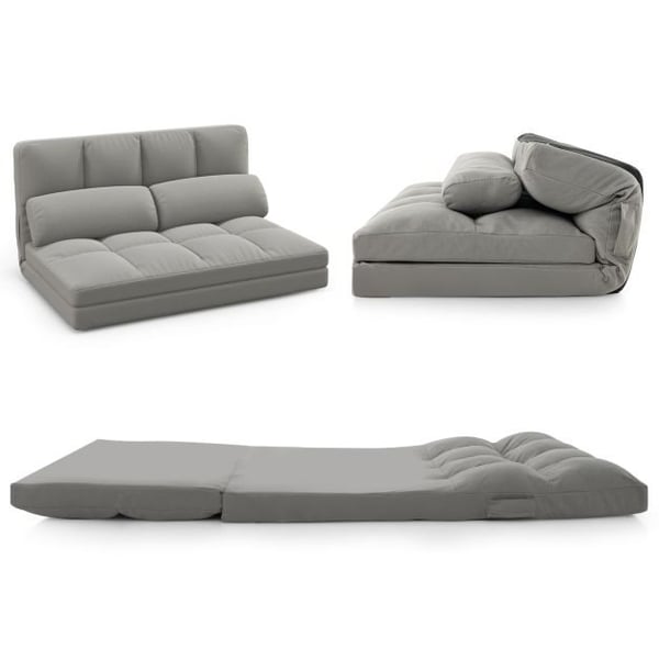 Foldbar gulvsofa seng, 72x102x54 cm, lysegrå