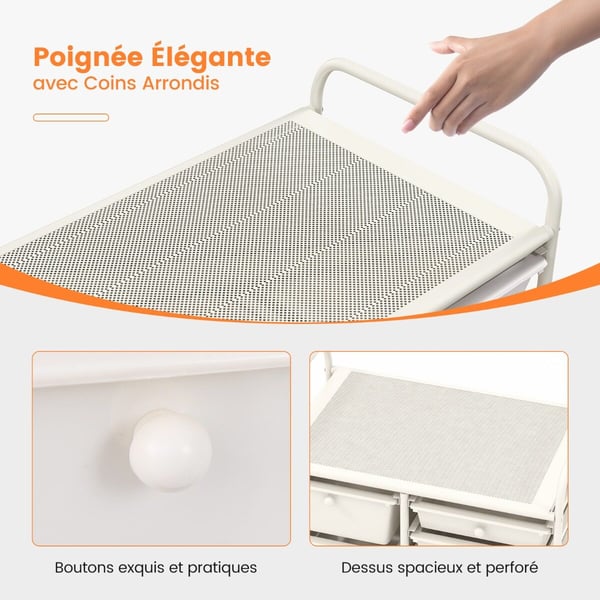 Praktisk rullende organisatorvogn, 63.5x36.8x87.6 cm, Hvid